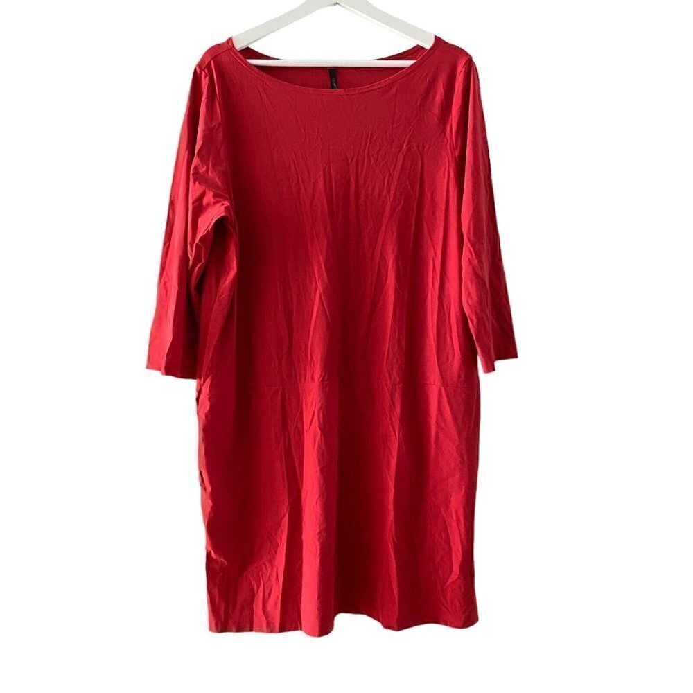 PORTO Sf San Francisco Red 3/4 Sleeve Dress Nylon Jersey Knee Length Size 4 XL